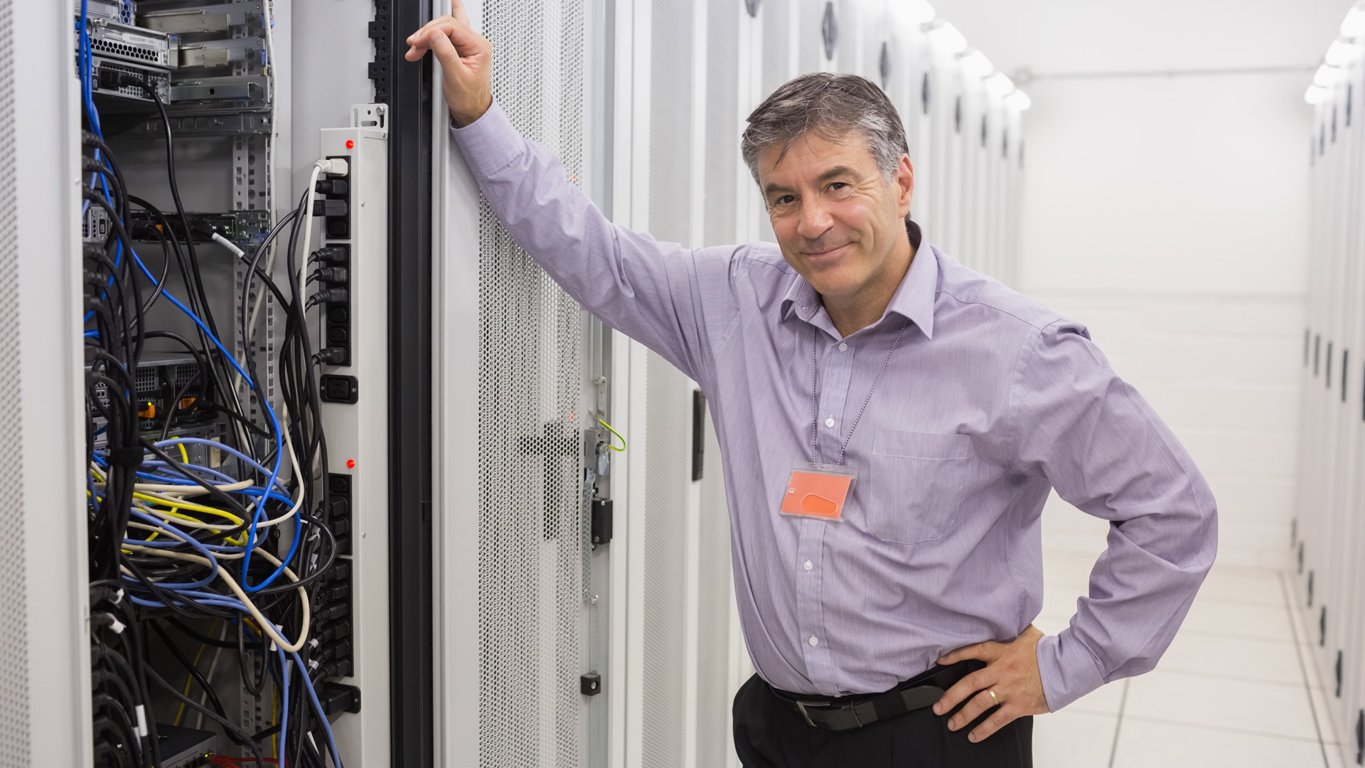 Man In Server Room